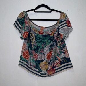 Flying Tomato Navy Floral Blouse